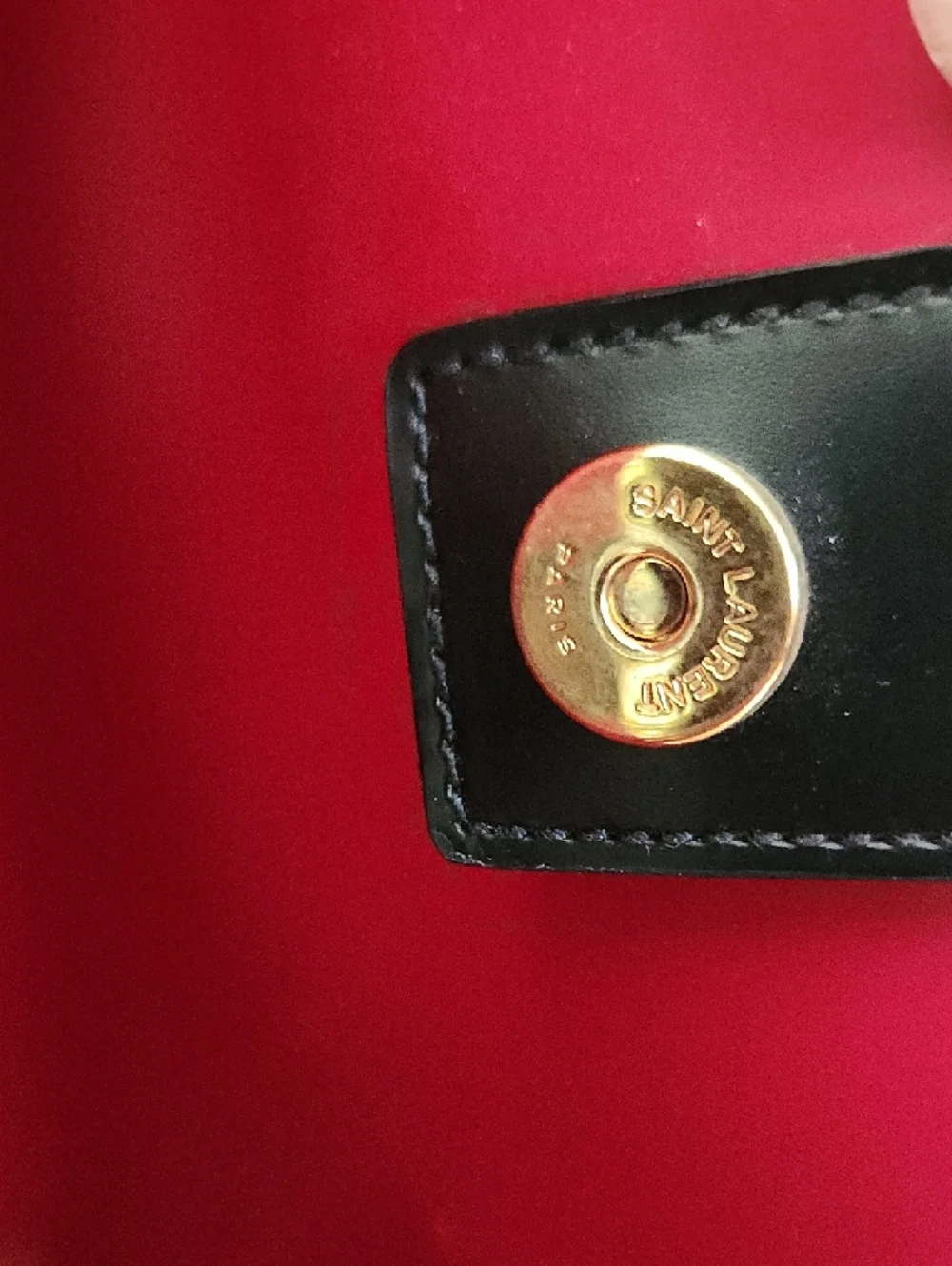 Saint Laurent Black Leather Tote with Red Interior and Gold YSL Charm NEW! - Picture 10 of 13